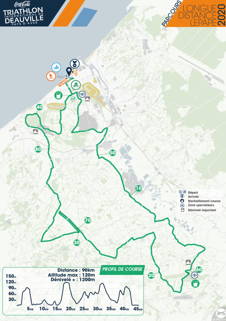 Parcours cycliste longue distance Lepape triathlon deauville