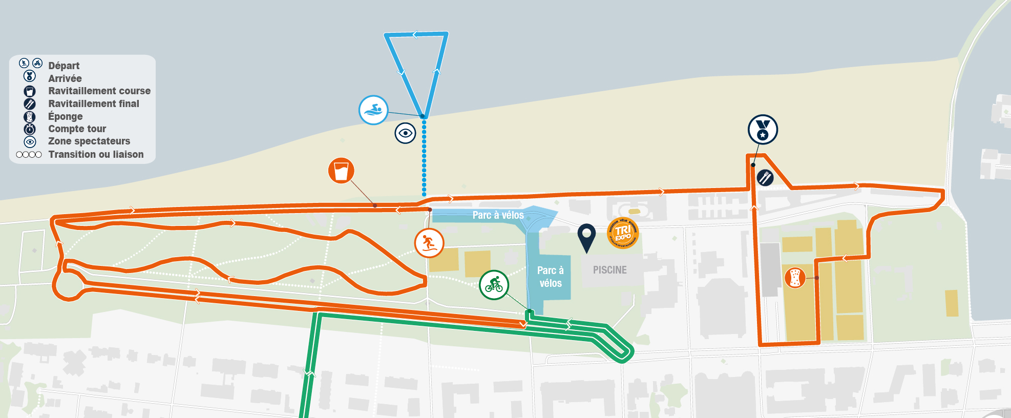 Parcours running triathlon deauville